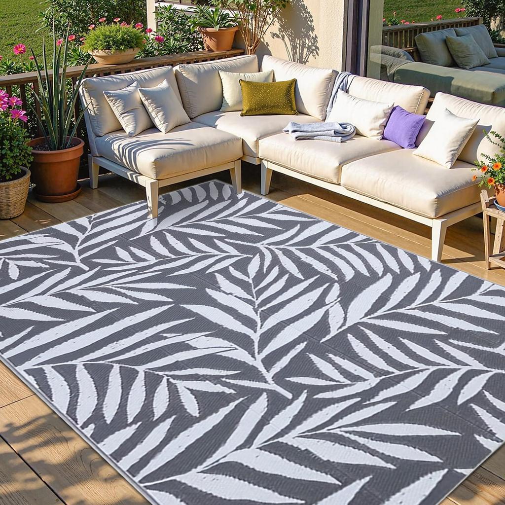 PP Plastic Tube Outdoor Carpet for Patio Leaves Woven Foldable Picnic Mats Waterproof Rug for Motorhome Summer Beach Carpets