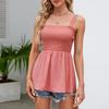 Damen Sommer Lose Ärmellose Hosenträger Plissee Rüschen Schlank Tunika Casual Tops Weste Bluse