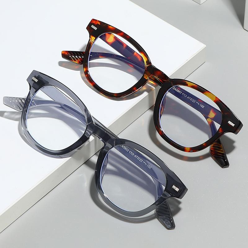  Fashion Men Round Glasses Anti Blue Light Rice Nail Women Eyeglass Fashion Luxury Retro Round Frame Computer Eyewear