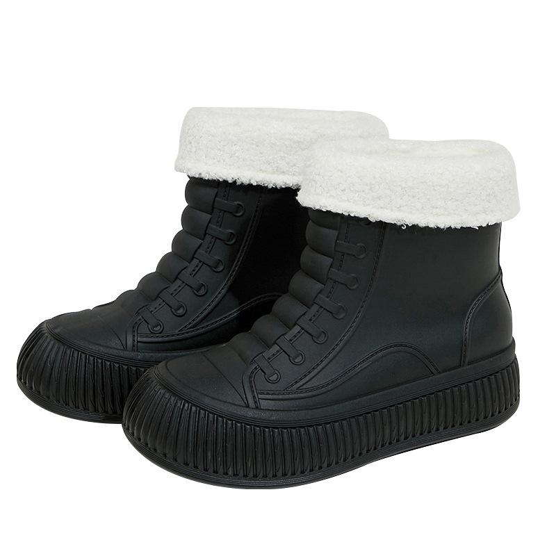 Nové dámské dešťové boty protiskluzové sametové holínky krátké módní vodní boty gumové boty kryt na nohy ležérní studentky vodní boty dámské