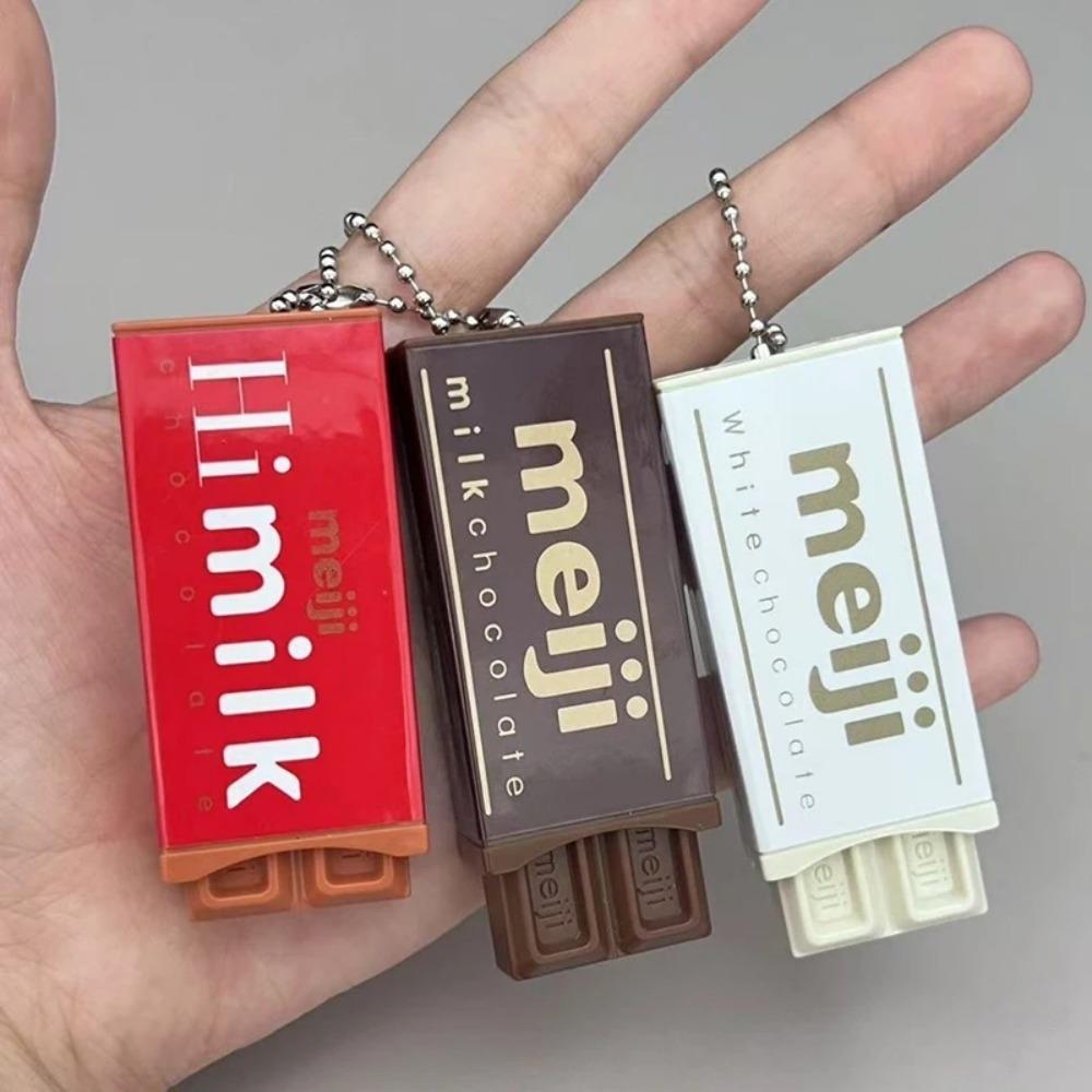 @@Hot Japanese Style Simulated Meiji Chocolate Fidget Toy Bendable Snap Stress Relief Keychain Pendant Creative DIY Assembly Gift Presents