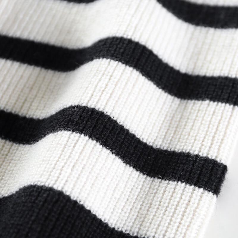 Antonio Men's Heavyweight 100% Merino Wool Striped Mock Neck Sweater