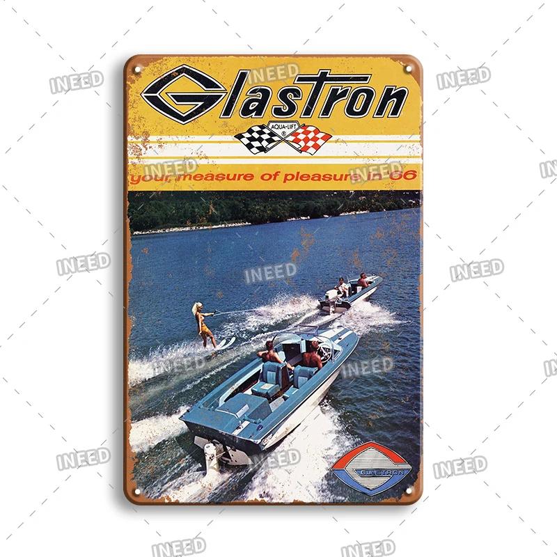 Vintage Yacht Club Art Decor Metal Poster, Retro Boat, Anchor Iron Painting, Personalized Man Cave, Beach Bar Decor Plaques