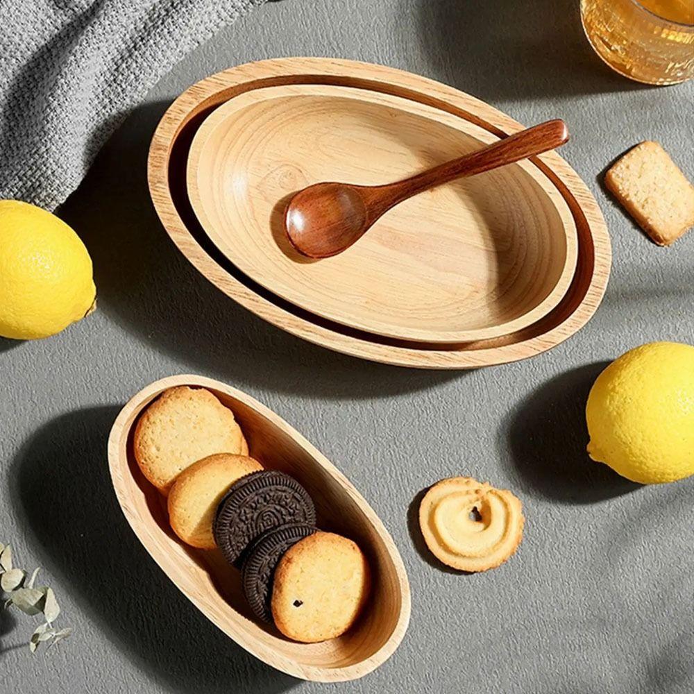Flat Bottom Japanese Salad Bowl Stackable Wooden Tableware Tray Durable Fruit Platter  Fruit
