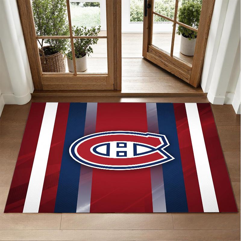 Montreal Canadiens Design Crystal Velvet Rug Soft Decorative Mat for Bedroom Entrance
