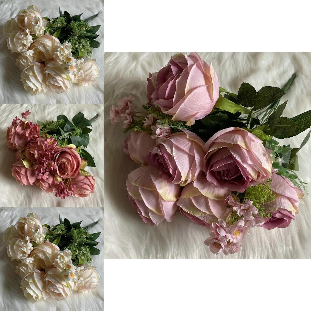 Faux Velvet Rose Bouquet For Wedding Hall Decor With Realistic Flower Props