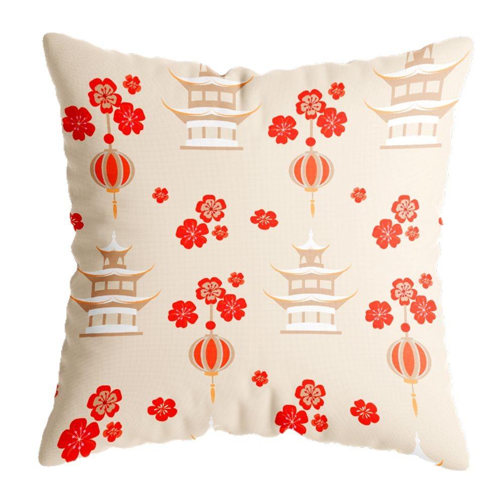 Nachtkissen Kissenbezug Mehrfarbig Baumwolle und Leinen Druck Esszimmerstuhl Rückenlehnenkissenbezug Satin Chinesischer Stil Serie Kissenbezug