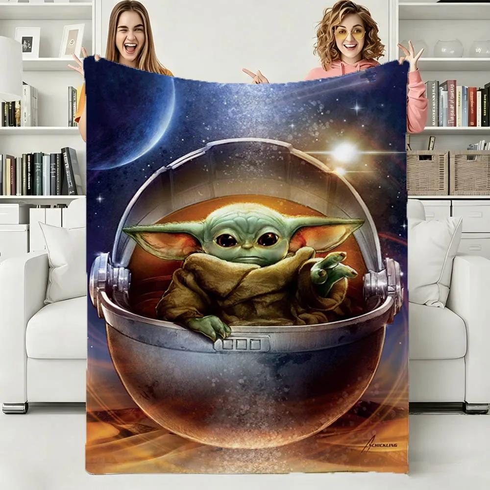 3D The Adorable Yoda Cute Movie Flannel Blanket Soft Throw Blanket Art for Home Decor Bedroom Bed Sofa Picnic Cover Kids Gifts