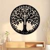 Tree Cross Metal Wall Art Wrought Iron Sculpture Christian Home Decor Baptism Gift