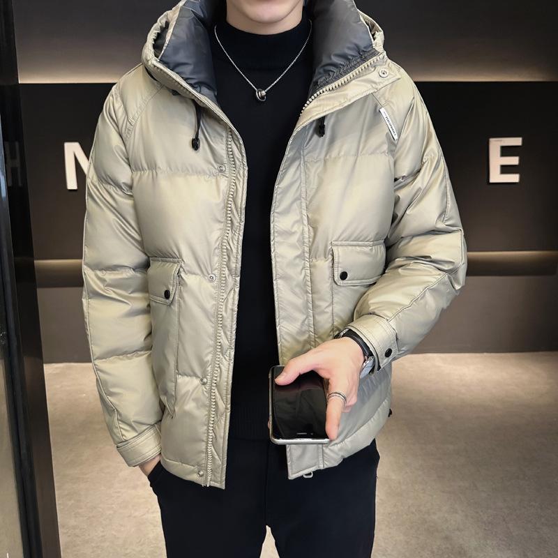 Men s Trendy Hooded Patchwork Down Jacket - Casual Cool Fashion for Autumn/Winter 2025 4XL шампанского