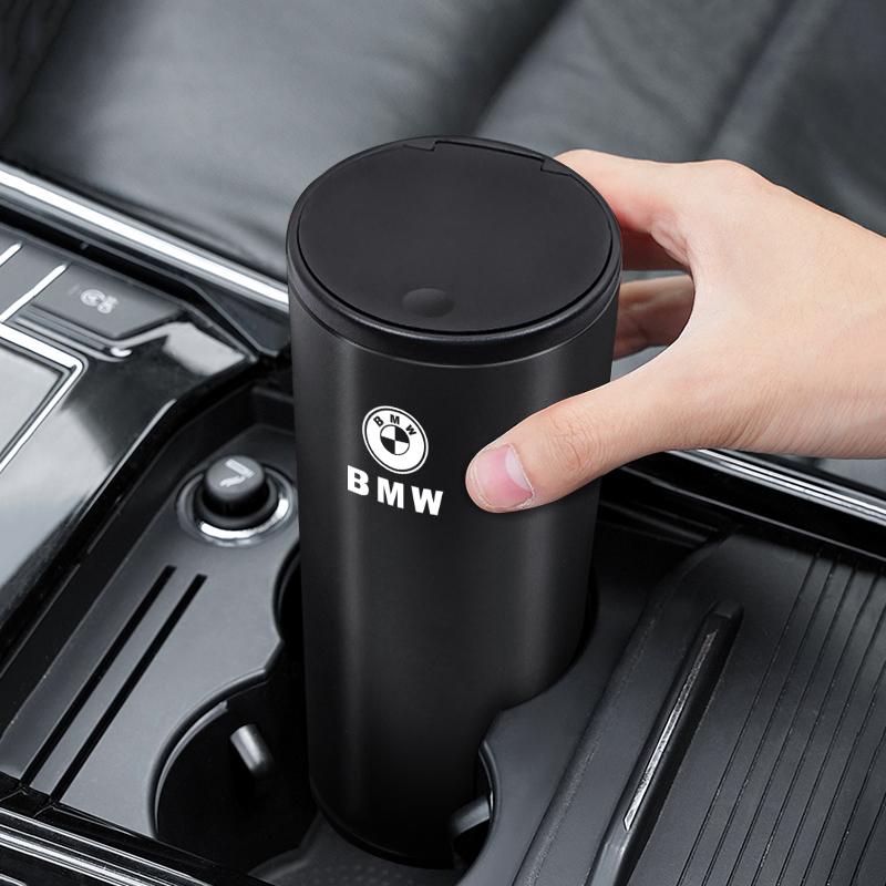 BBIP8 Car Trash Bin Alloy Garbage Can Organizer Box Storag Bag Interior Accessories For BMW M G80 G06 G07 G42 G14 G15 E46 E36 E60 M2