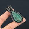 Malachite & Moonstone Gemstone Pendant Handmade Jewelry, 999 Copper Wire Wrapped Pendant Jewelry