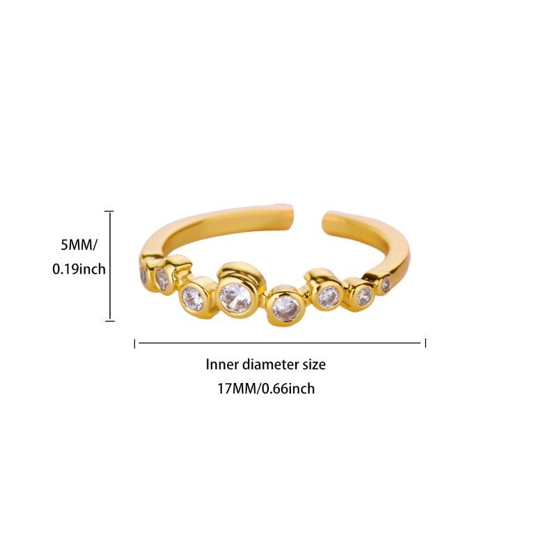 Hot-selling Simple Personalized Gold-plated Stainless Steel Zircon Geometric Opening Ring Female Niche Versatile Ring