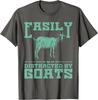 Easily Distracted By Goats Graphic TShirt Mens Casual Short Sleeve Crew Neck Tee