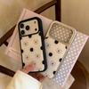 Korean Cute Polka Dot Bear for iPhone17Promax Mobile Phone Case Apple 16 Epoxy Water Condensation 15 Cartoon