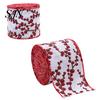 Imitation Linen Ribbon for Decor Christmas Red Berry Ribbon, 2.2 Yards 2.5 Inch Wide Wired Edge Bows Gift Box Packaging DIY Wreath Holiday Tree