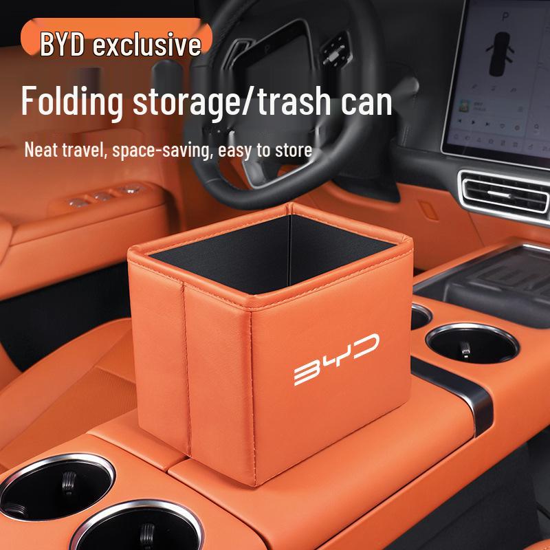 Foldable Organizer & Trash Can for BYD Cars: Seagull, Song Plus/Pro, Han, Dolphin, Qin