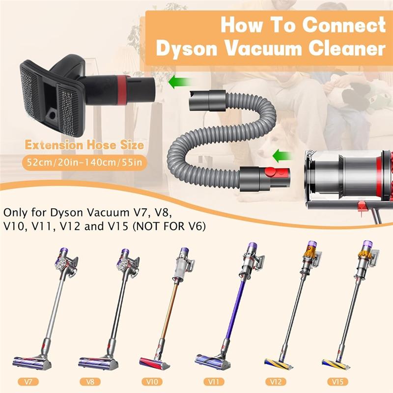 BAAM-Dog Hair Vacuum Brush Extension Tube For Dyson V7 V8 V10 V11 V15 Vacuum Attachments Pet Groom Tool Removes Loose Hair