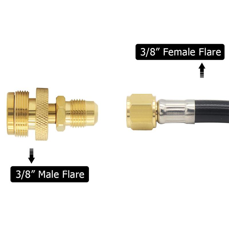 

1Lb Propane Tank Cansiter Regulator Portable Camping Grill Stove Brass Adapter Connection Convert To 3/8 Male Flare 5/8 -18Unf жовтий