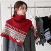 Thicken Jacquard Scarf Pullover Neck Wraps Retro Women Winter Shawl  Autumn