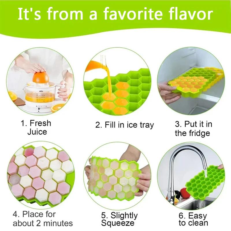 37 Cavity Silicone Ice Cube Mold with Lids Large-capacity Ice Trays Food Grade Ice Maker BPA Free Reusable Kitchen Gadgets