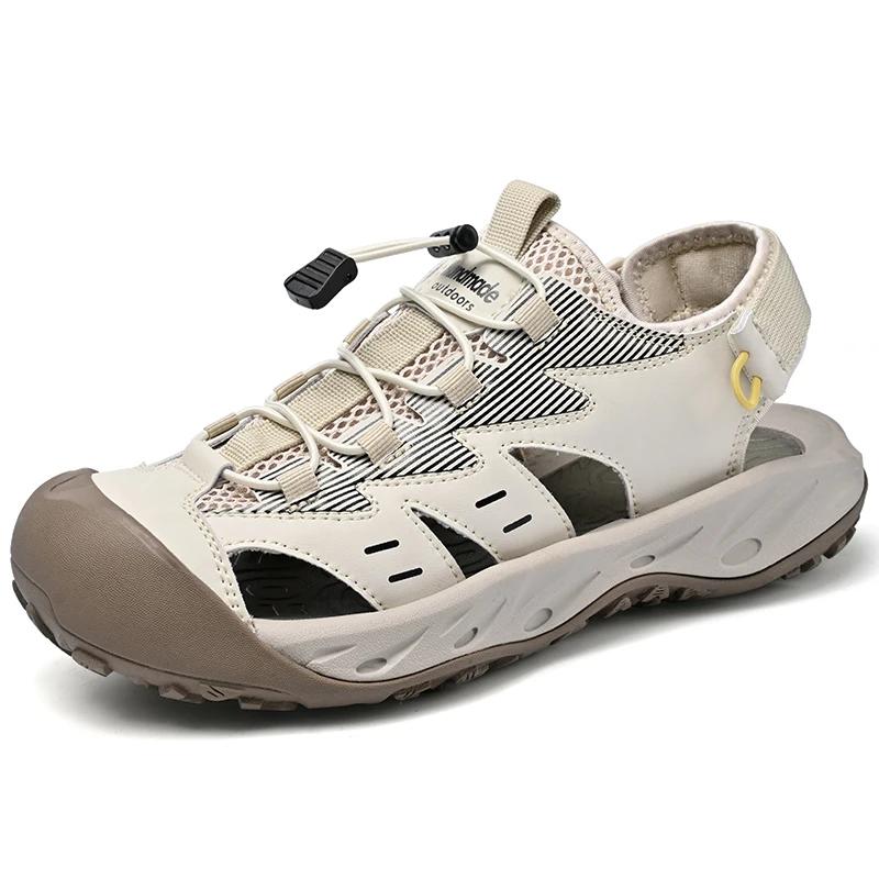 Luxury Men's Leather Sandals Adjustable Straps Wading Aqua Walking Shoes Comfortable Summer Flats Hollow Out Man Casual Sandals