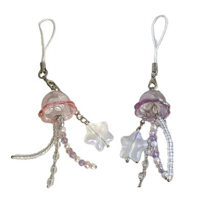 Y2K Phone Charm Keychain Jellyfish Star Phone Strap Lanyard for Women Girls Bag Backpack Ornament Car Key Holder Jewelry