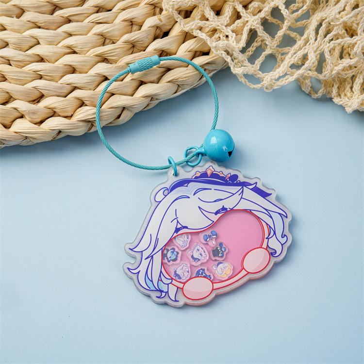 Anime-Style Acrylic Shaker Keychain and Backpack Charm with Bell