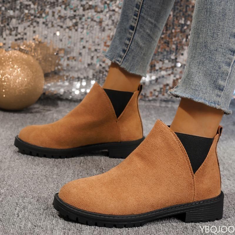 Fashion New Spring Women's Casual Fashionable versatile Round Toe shoes Retro minimalist Chunky Heel Ankle Boots Anti-slip shoes