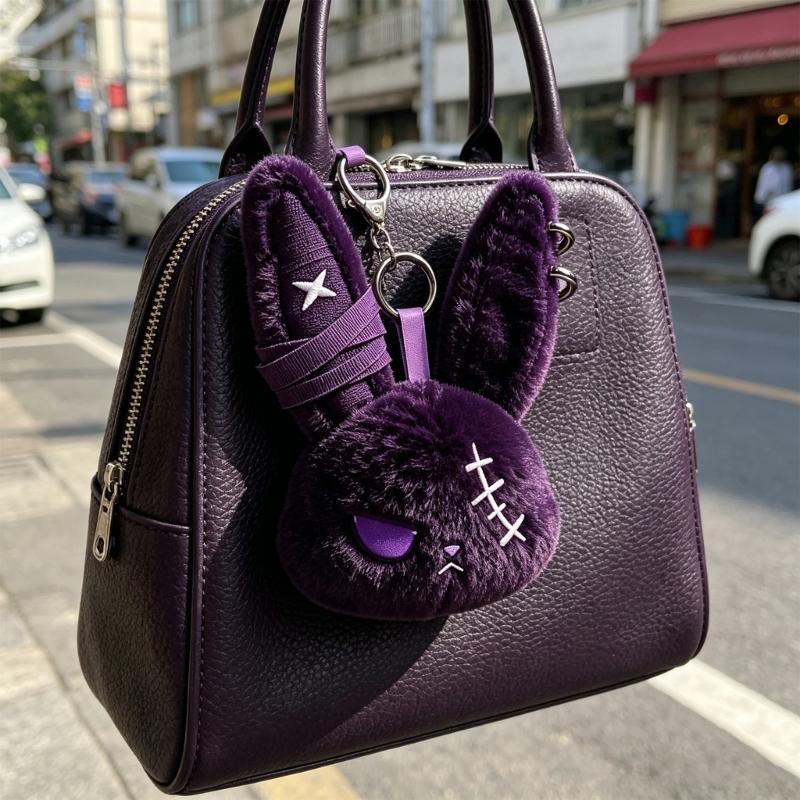 Dark Style Rabbit Plush Keychain Cute Rabbit Toy Stylish Keyrings Pendant Accessory For Bag Keys And Home Decors