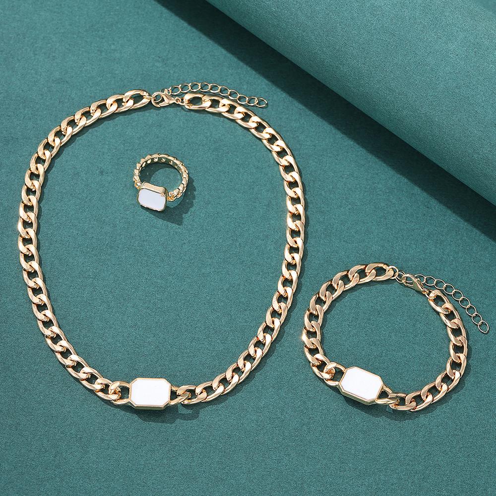 3pcs Women's Zircon Set, Luxury Ladies Fashion Casual Bracelets, Necklace, Ring Zircon Set, Suitable for Daily Wear, Gift for