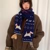 Japanese Navy Blue Puppy Knitted Scarf Female Winter Cute Shopping Atmosphere Versatile Warm Student Wool Scarf
