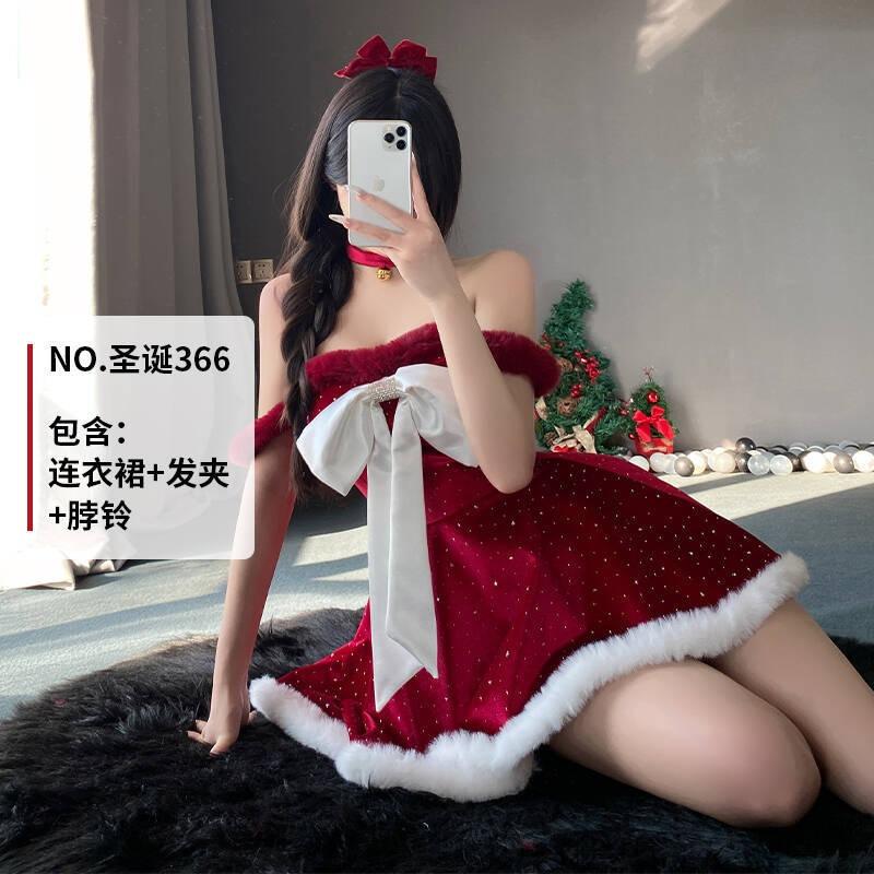 Christmas Kitten Sexy Can Wear Pure Desire Nightgown Small Chest Big Pajamas Women Autumn and Winter Halloween Christmas Uniform