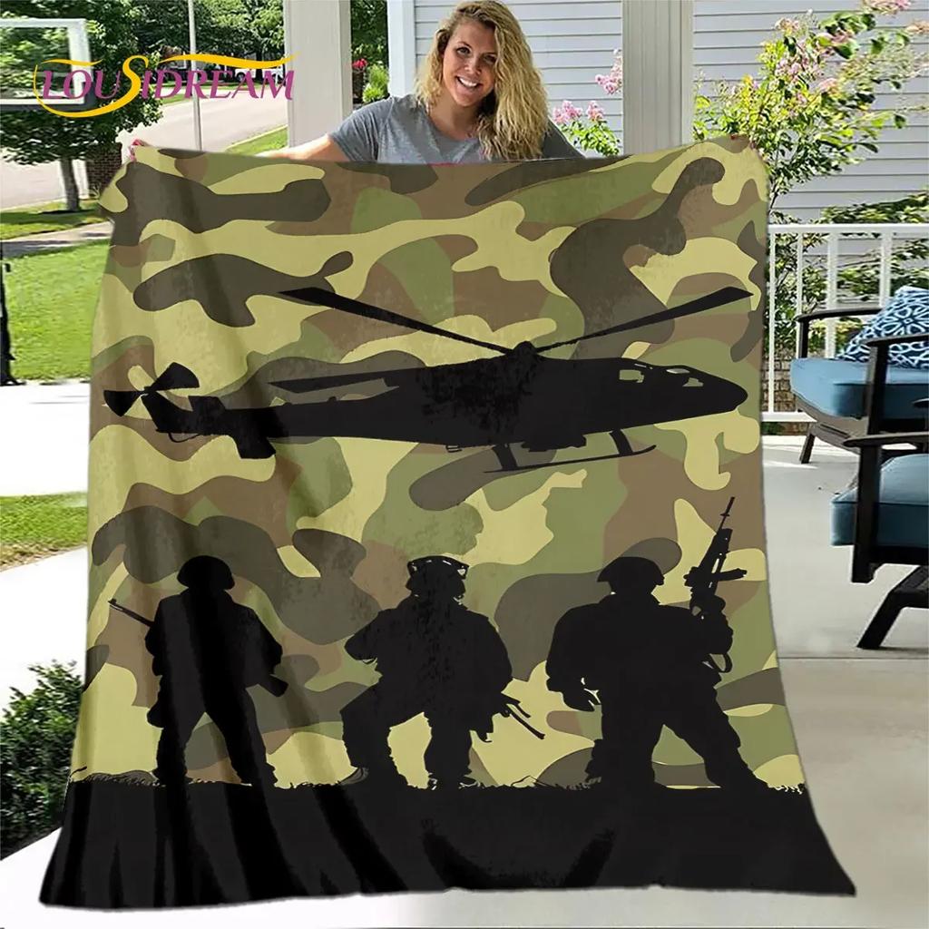D Colorful Camo Camouflage Throw Blanket Warm Flannel Blanket for Home Living Room Bedroom Beds Sofa Outdoors