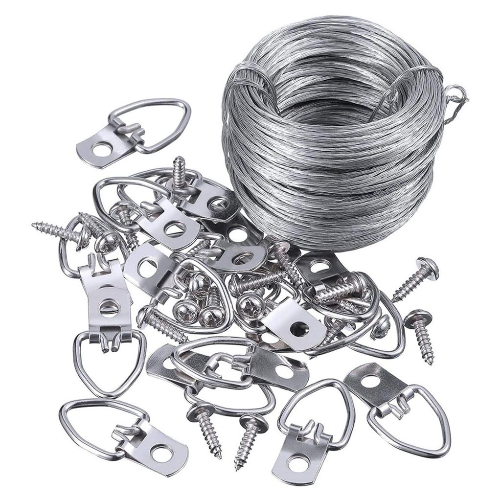 Heavy Duty Picture Hanging Kit Rust Resistant Metal Wire Supports Up To 30 Lbs for Hanging Mirror and Wall Art