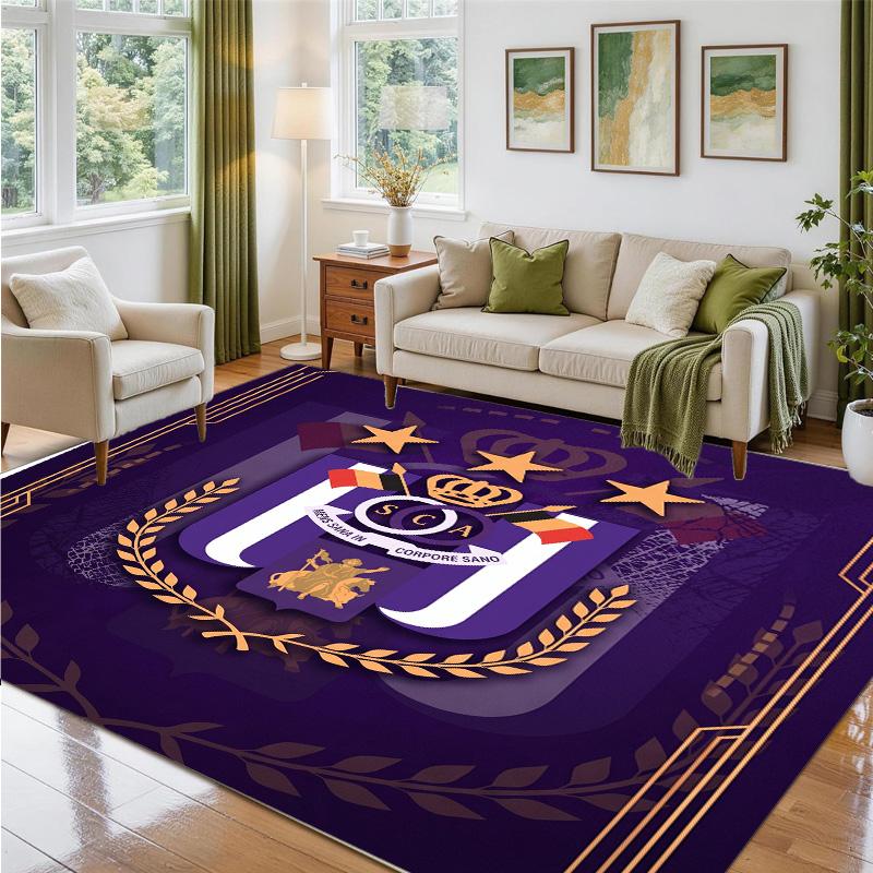 Anderlecht FC Design Crystal Velvet Rug Soft Decorative Mat for Bedroom Entrance