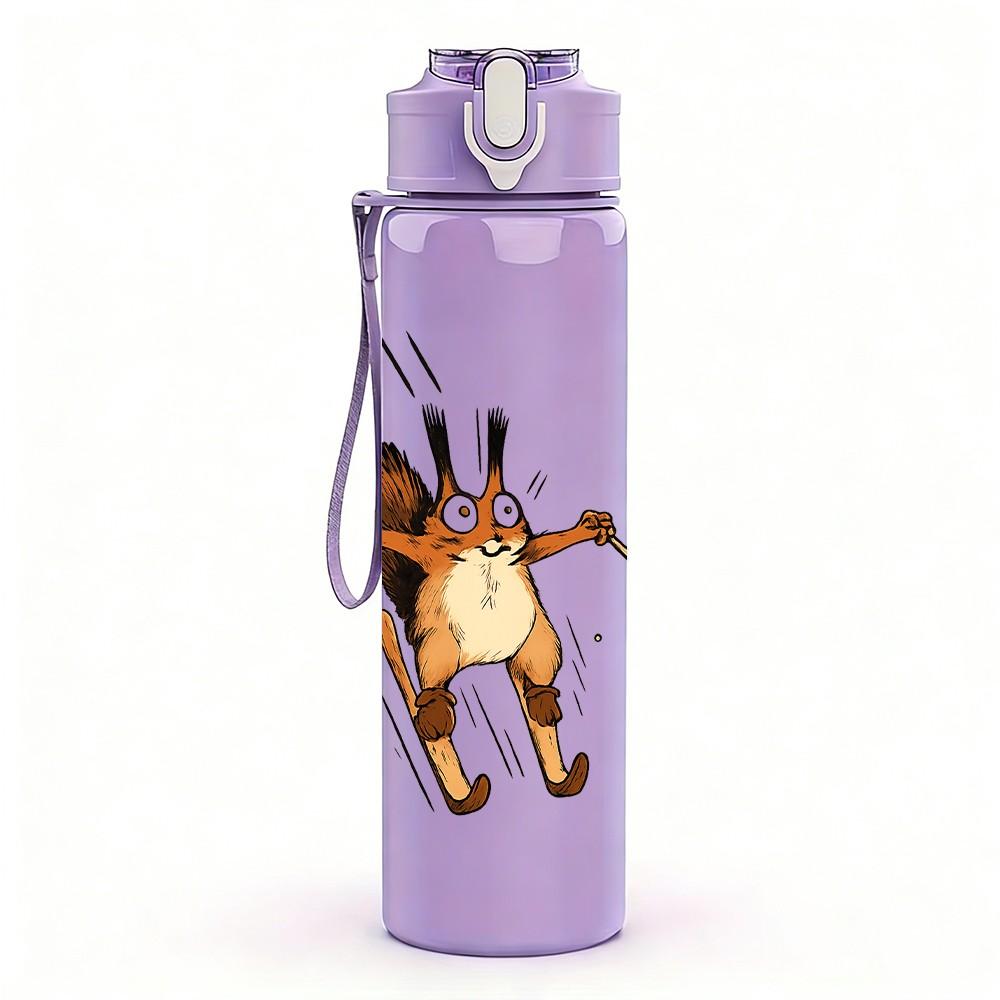 1PC Swinging Monkey Cartoon 750ml Color Plastic Sports Water Bottle Leakproof Flip Straw Lid Suitable for Sports Office Home Use