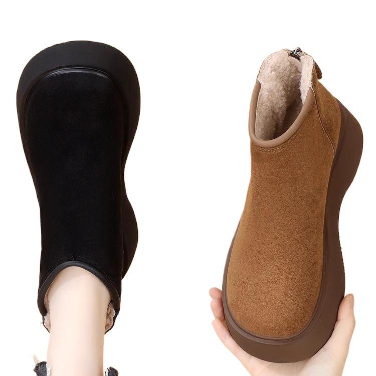 Thick-soled heightening Birkenstocks women's Martin boots 2025 new autumn and winter velvet warm snow boots short boots cotton shoes