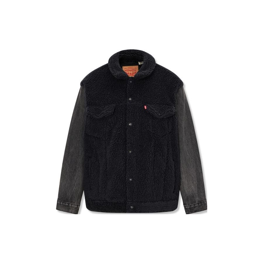 

Мужская джинсовая куртка Levis с цветными блоками, длинный рукав, куртки, черный/серый A5783-0001 S