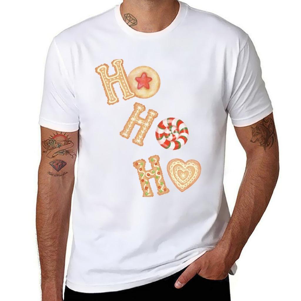 Hohoho Christmas Cookies Tshirt Sports Casual Short Sleeve Cotton Tee