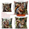 2D Cute Squirrels With Cones Decorative Pillow Covers Pattern Cushion Cover Suitable For Sofa Bedroom Car Pillow Cover