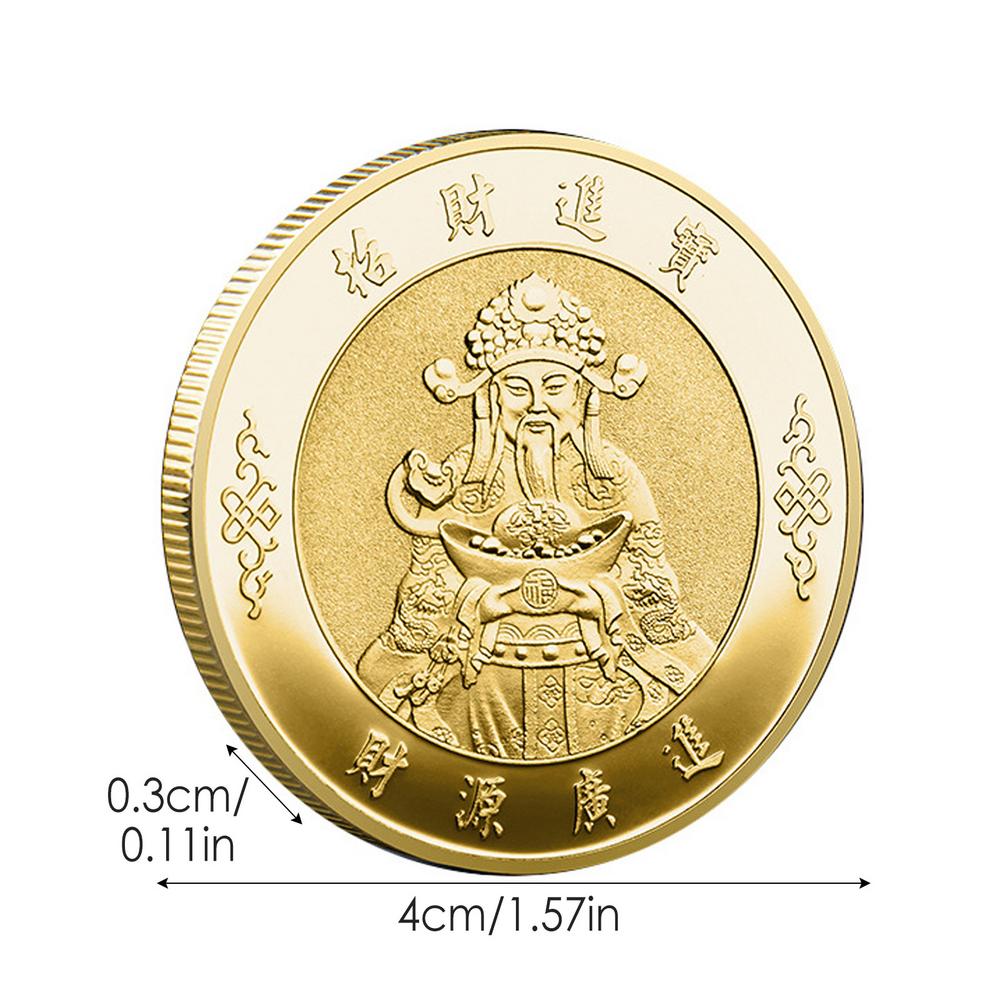 Money And Treasures Will Be Plentiful Lucky Badge Chinese Style May Wealth Come Generously To You God Of Wealth Gold Coin