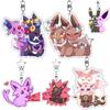 Anime Glaceon Eevee Umbreon Jolteon Espeon Vaporeon Couple Acrylic Keychain Ornament Kawaii Cute Printed Charm Key Ring Gift Toy