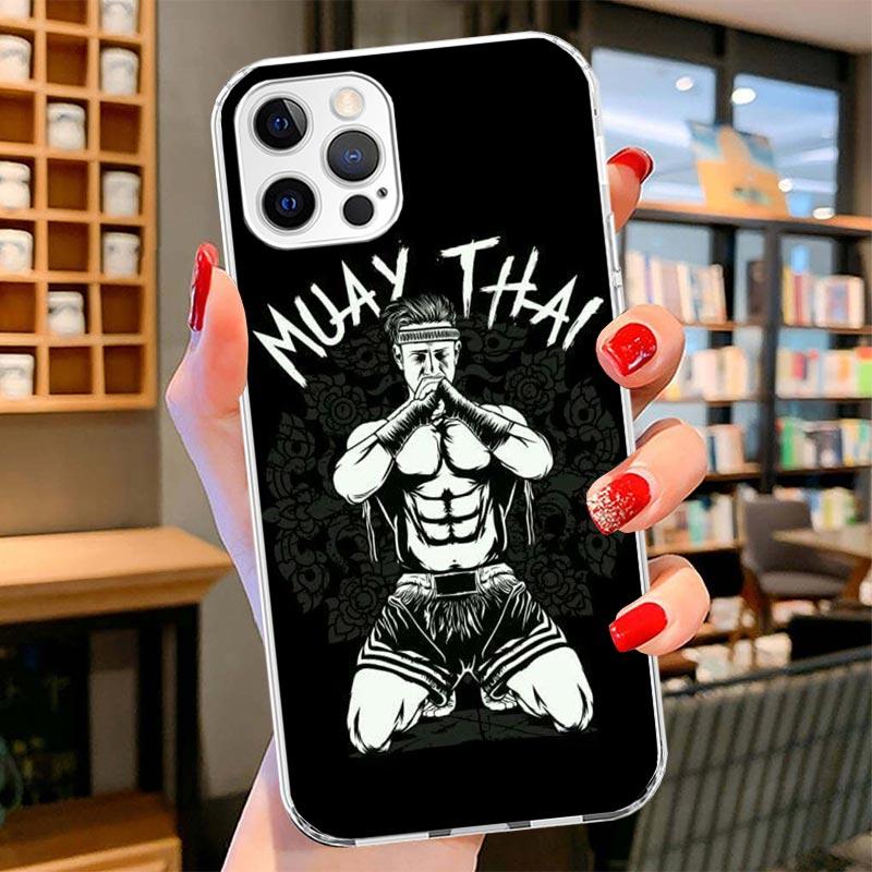 Muay Thai Fight Boxing Cover Phone Case For iPhone 16 17 Air 15 14 Pro Max 16E Phone Case 13 Mini 12 11 7 SE 8 Print Pattern Fit