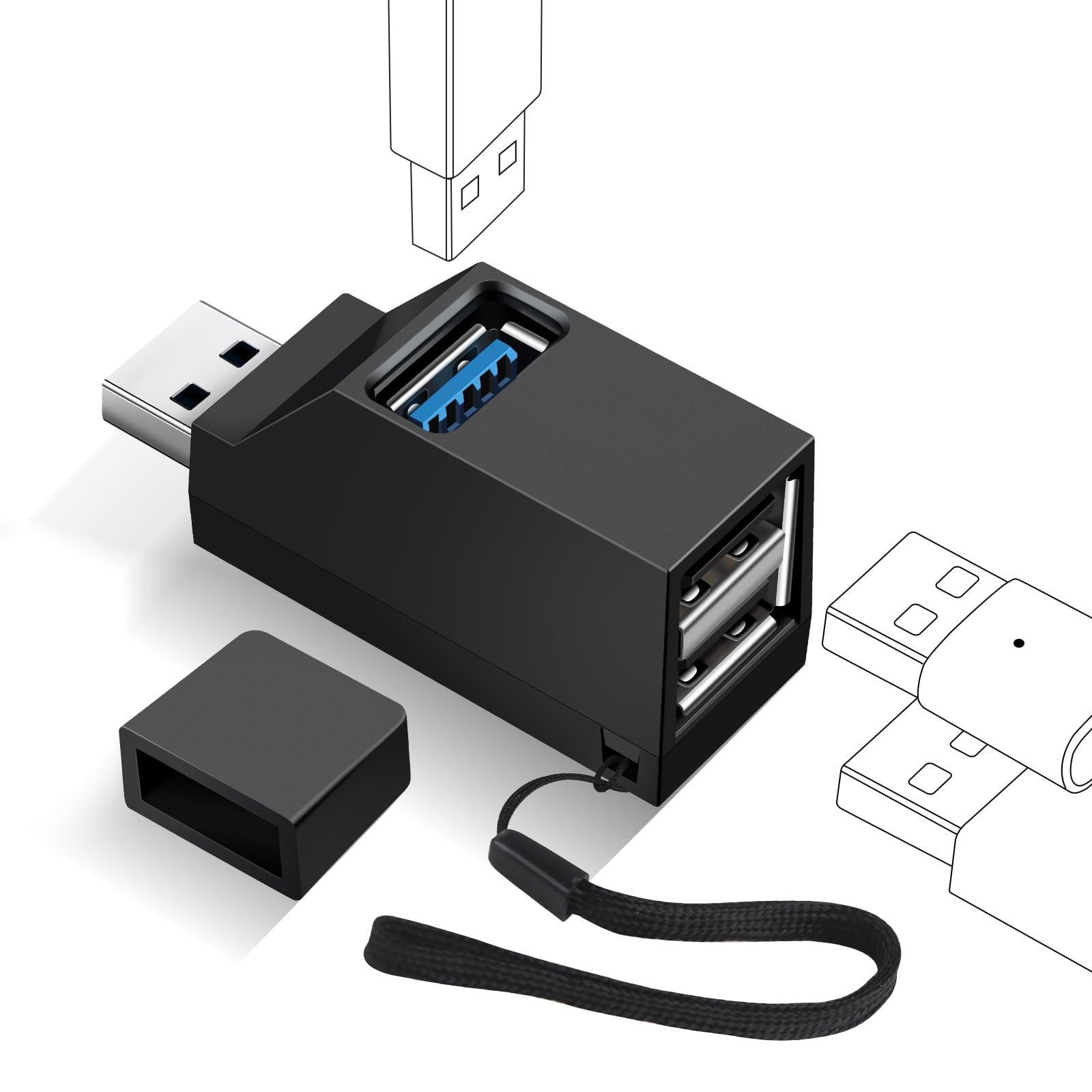 

Улучшенный USB-концентратор с 3 портами расширения, сверхмалый концентратор, комбинированный концентратор расширения USB, USB-концентратор с прямым подключением, совместимый с другими коммутаторами для ноутбуков [модель 2024 г.]