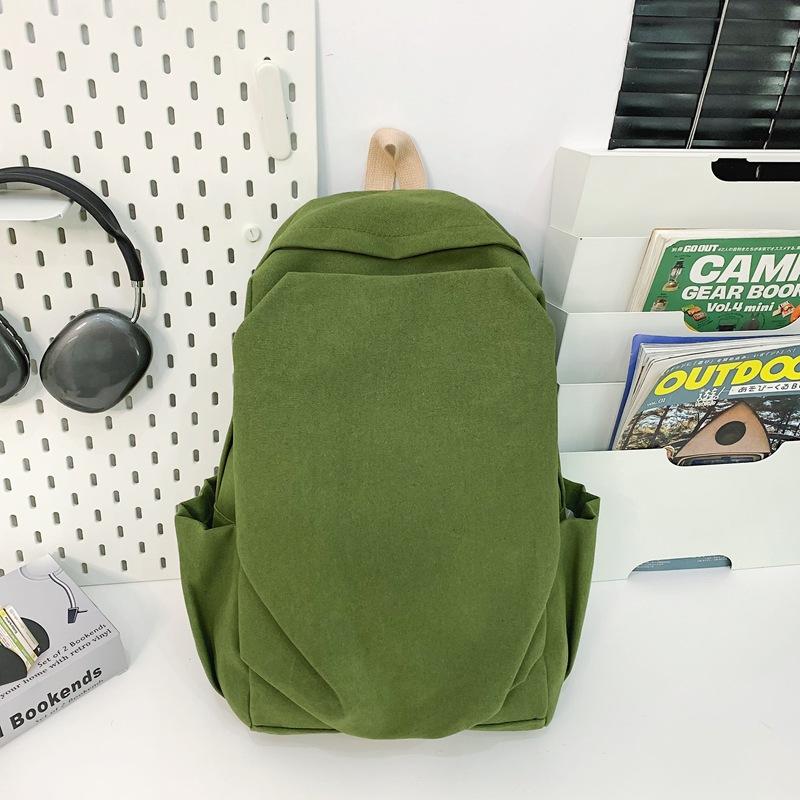 Schoolbag1011 New Solid Color Corduroy Fashion Casual Backpack Women's Simple Design Lightweight Couple Plush Backpack Women