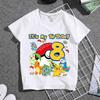 Pokemons Birthday Clothes Cotton Short Sleeve Printing Number TShirt Boy Girl Tops Summer White Cute Infant Tees Anime Clothing