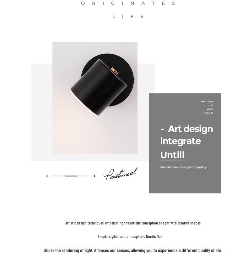 Nordic Modern Wall Lamp: Bedside Reading Light & Small Spotlight for Bedroom, Aisle, or Bathroom Mirror.