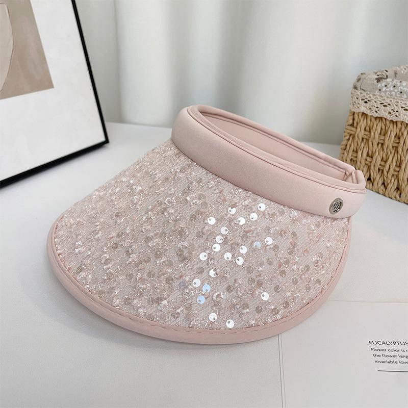 

Light luxury sequined headband empty top hat women s summer outdoor travel cycling large brim sun hat tide