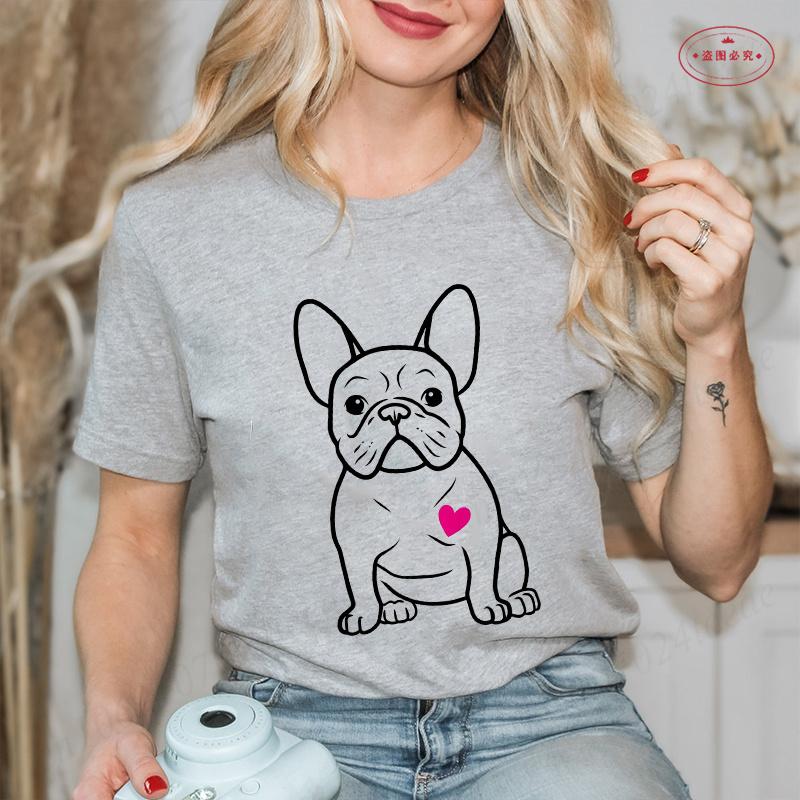 French Bulldog Unisex T Shirt Fashion Dog Graphic Tops Summer Short Sleeve Tees Harajuku Streetwear Aesthetic Female Clothing